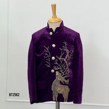 Load image into Gallery viewer, BT2562 Purple Velvet Deer Embroidered Sherwani – Son Edition
