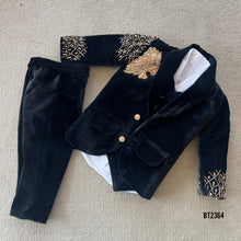 Load image into Gallery viewer, BT2364 Black Velvet Lion Embroidered Blazer for Boys – Royal Party Wear Outfit
