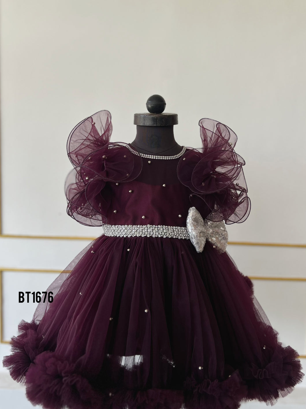 BT1676 Pearl Embossed Birthday Frock