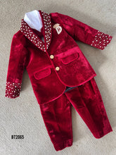 Load image into Gallery viewer, BT2065 Royal Red Velvet Party Wear Suit for Your Little Boys 👑❤️
