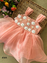 Load image into Gallery viewer, BT2075 🌸 Peach Blossom Delight: A Dreamy Party Dress for Little Angels 🎀
