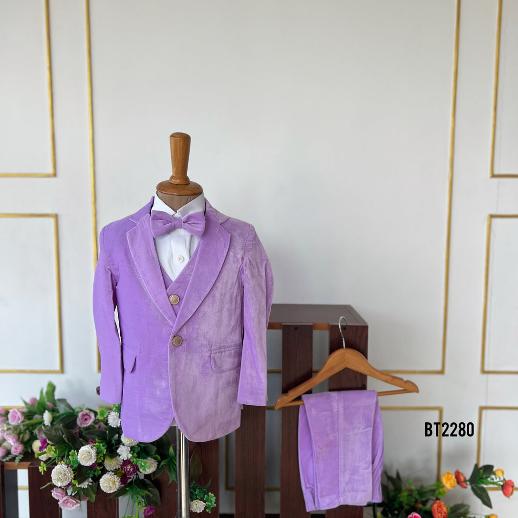 BT2280 Lavender Dream Velvet Suit – A Royal Look for Your Little Gentleman! 👑✨