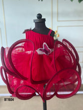 Load image into Gallery viewer, BT1604 Crimson Butterfly Dress – Flutters of Fancy for Festive Fun!
