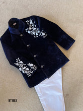Load image into Gallery viewer, BT1963 Luxurious Navy Blue Baby Boys Party Wear Jacket – Perfect for Special Occasions
