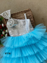 Load image into Gallery viewer, BT1738 Celestial Blue Sequin Ruffle Dress - Baby Glitz &amp; Glam
