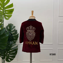 Load image into Gallery viewer, BT2685 Luxury Maroon Velvet Designer Baby Boy Tuxedo Set
