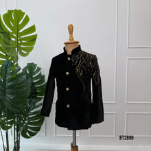 Load image into Gallery viewer, BT2690 Royal Black Velvet Designer Baby Boy Blazer
