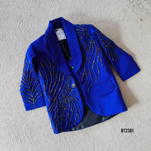 Load image into Gallery viewer, BT2381 Royal Blue Baby Boy Blazer with Hand Embroidery – Premium Party Wear Outfit
