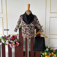 Load image into Gallery viewer, BT2384 Luxury Leopard Print Baby Boy Blazer with Black Bow Tie – Trendy Party Wear Outfit
