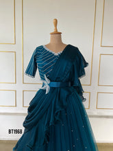 Load image into Gallery viewer, BT1968 💎 Teal Draped Gown for Elegant Moms – Shine at Every Celebration! 💫

