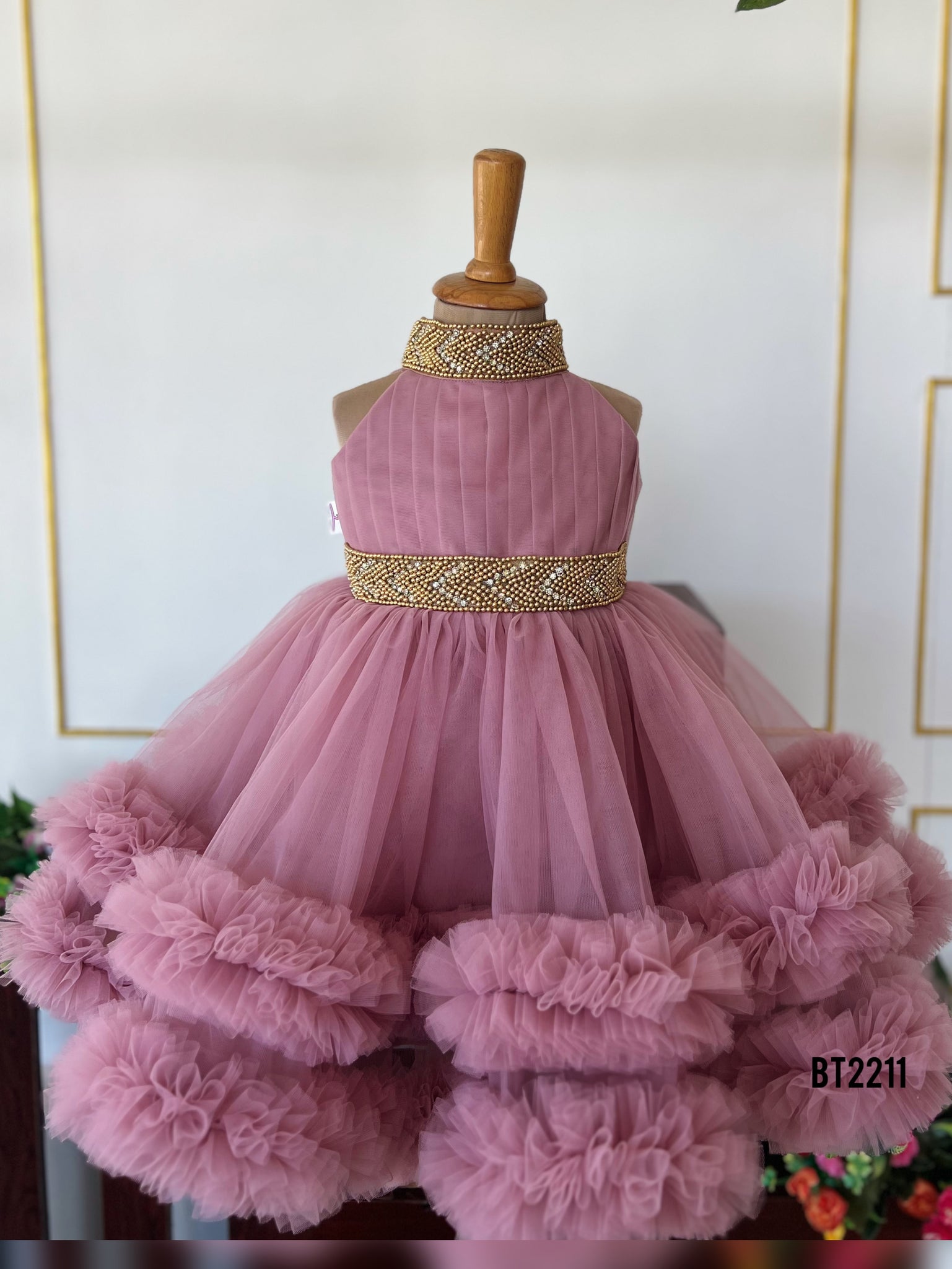 BT2211 Elegant Pink Mom-Daughter Gown Set BabyTeen Fashion BT2211 Elegant Pink Mom-Daughter Gown Set BabyTeen Fashion