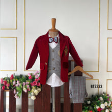 Load image into Gallery viewer, BT2333 🎩 Dapper Prince Red Blazer Set – A Royal Statement for Your Little Gentleman! ❤️👑
