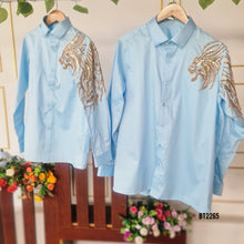 Load image into Gallery viewer, BT2265 Fierce &amp; Stylish Father-Son Lion Embroidered Shirt Set – Rule Every Celebration! 👨‍👦✨
