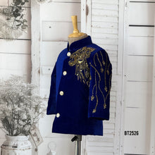 Load image into Gallery viewer, BT2526 Lion Embroidered  Designer Baby Boy Velvet Party Wear Jacket
