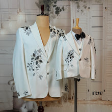 Load image into Gallery viewer, BT2497 White Embroidered Dad-Son Combo Blazer Set | Royal Family Party Wear Outfit
