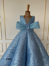 Load image into Gallery viewer, BT1928 Sparkling Blue Sequin Baby Dress
