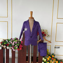 Load image into Gallery viewer, BT2397 Purple Boys Party Wear Blazer with Crown Embroidery – Premium Wedding &amp; Birthday Outfit
