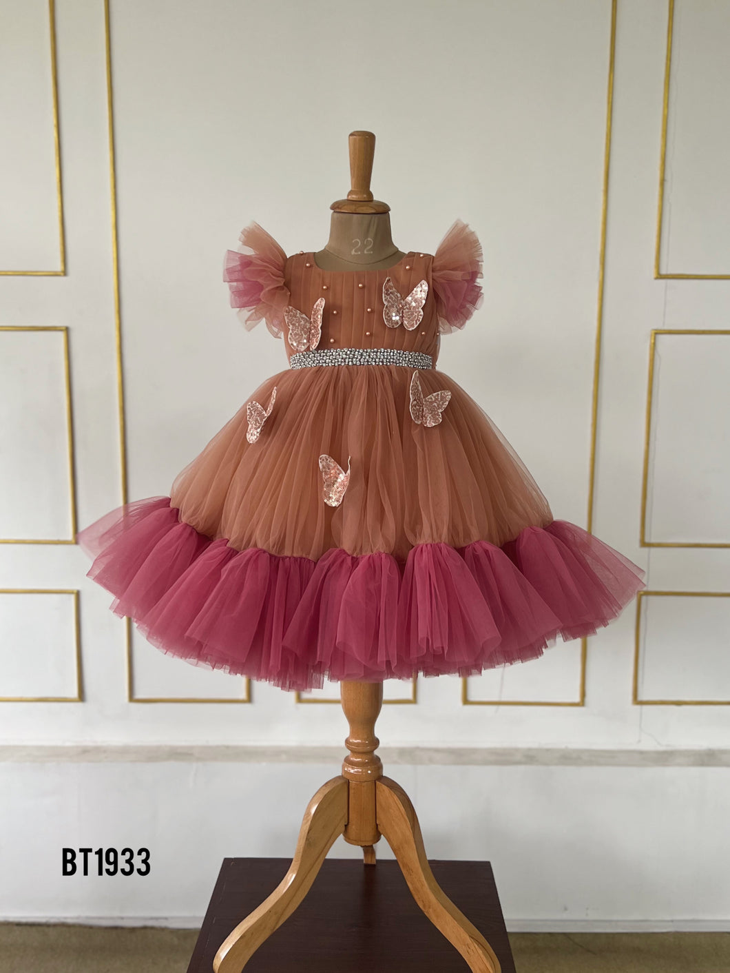 BT1933 Sparkling Butterfly Party Dress for Baby Girls