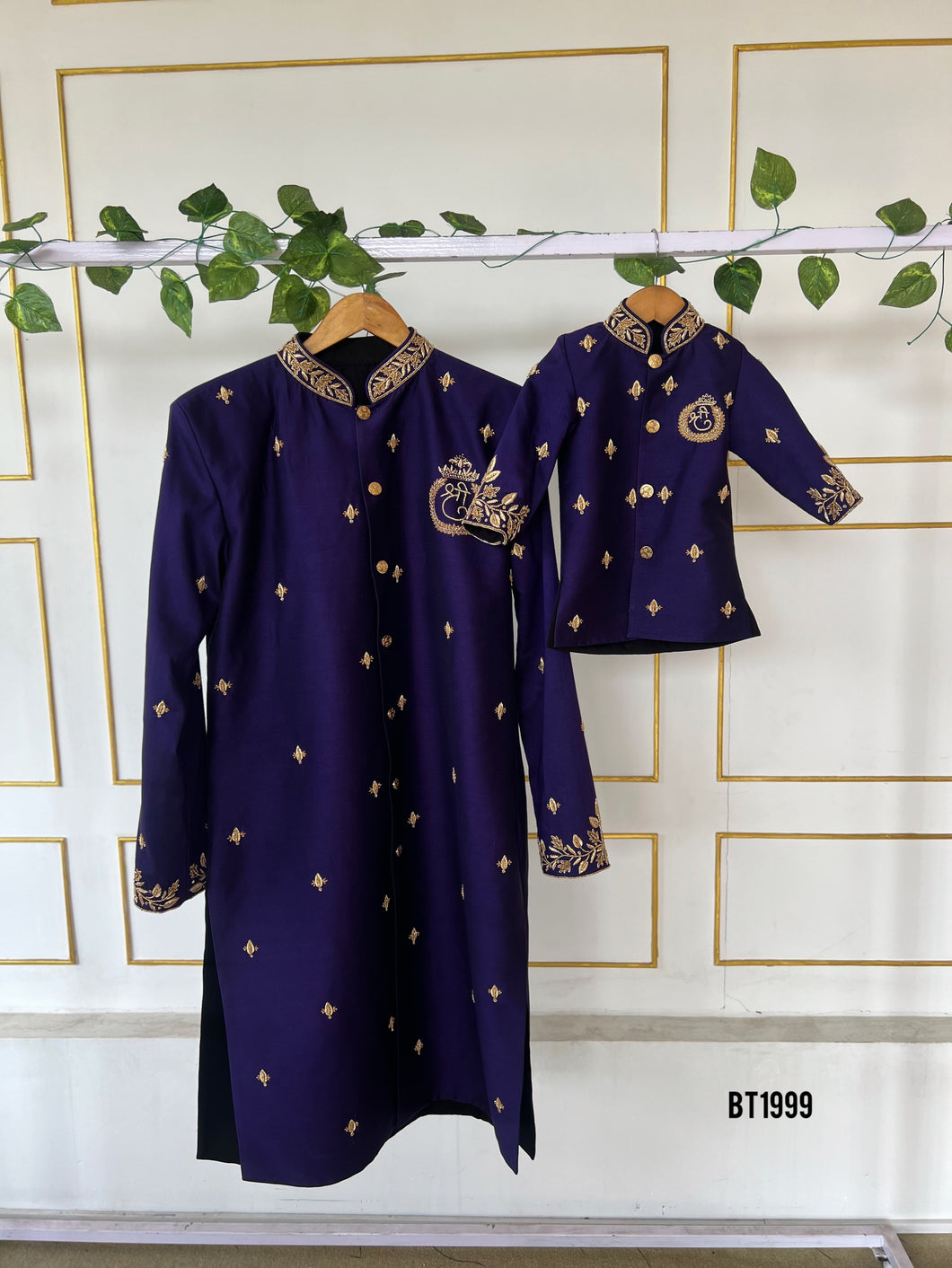 BT1999 💜 Royal Dad-Son Sherwani Set – Matching Elegance for Every Occasion 👑