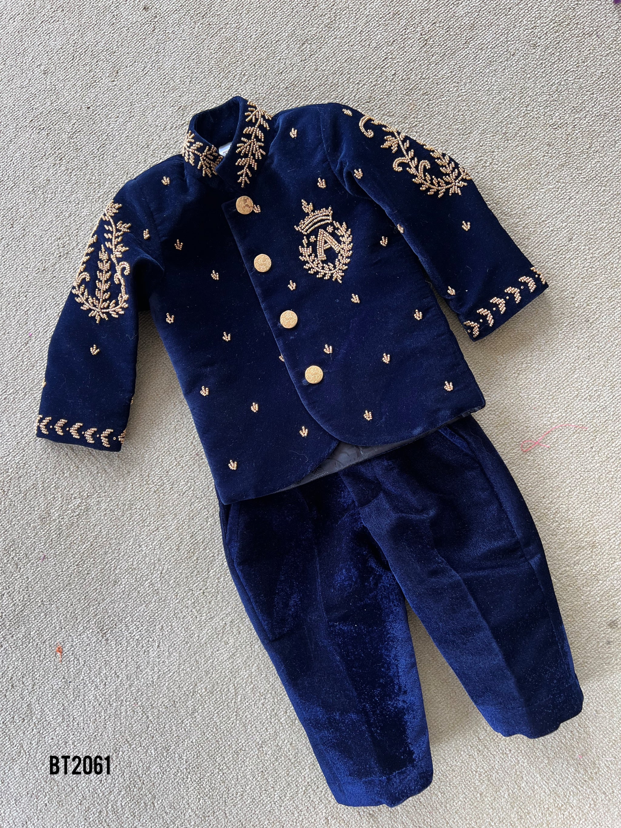 BT2061 🌟 Royal Prince-Inspired Velvet Party Wear Suit for Little