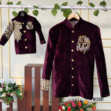 Load image into Gallery viewer, BT2261 👑🔥 Regal Majesty – Father &amp; Son Royal Velvet Jacket Set for Grand Celebrations ✨
