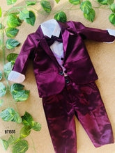 Load image into Gallery viewer, BT1555 Bordeaux Brilliance: Boys&#39; Luxe Satin Suit
