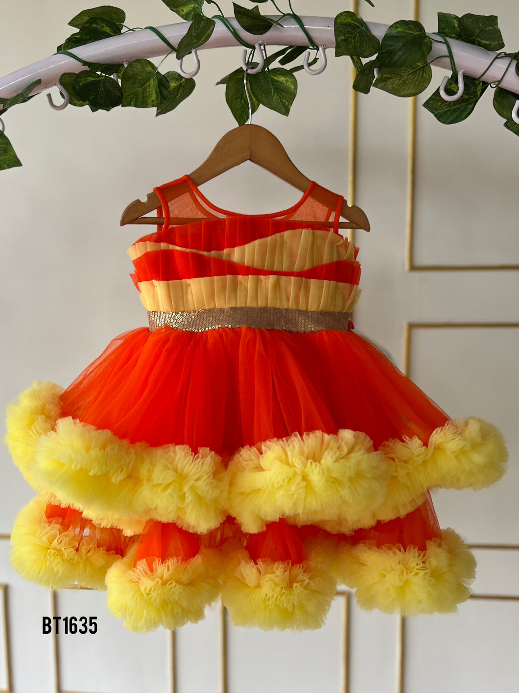BT1635 Multi Colour Birthday Party Wear Frock  For Baby Girls