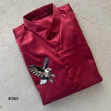 Load image into Gallery viewer, Bt2422 Maroon Satin Shirt for Boys – Eagle Embroidery Party Wear Outfit
