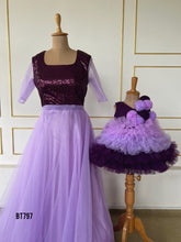 Load image into Gallery viewer, BT797 👗Royal Purple Mom &amp; Baby Duo – Celebrate in Style! 👑💜
