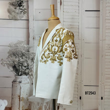 Load image into Gallery viewer, BT2543 Ivory Gold Royal Embroidered Party Blazer for Boys
