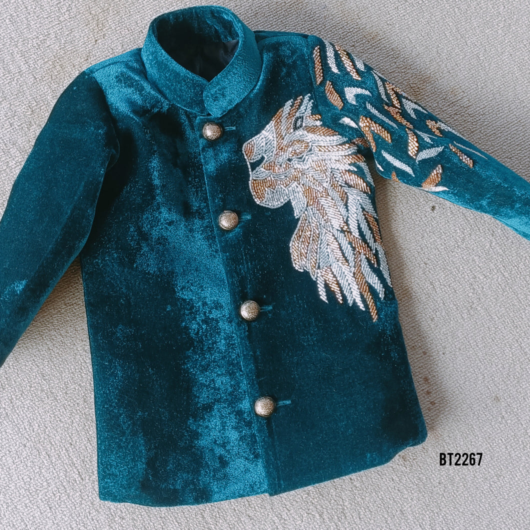 BT2267 The Majestic Teal Velvet Suit – Fierce, Royal & Party-Ready! 👑✨