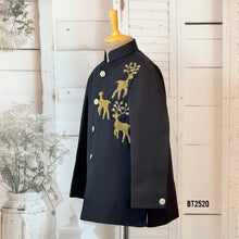 Load image into Gallery viewer, BT2520 Black Designer Baby Boy Party Jacket with Golden Deer Embroidery
