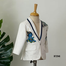 Load image into Gallery viewer, BT2546 Ivory Krishna Embroidered Designer Blazer for Boys
