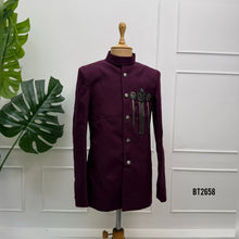 Load image into Gallery viewer, BT2658 Royal Plum Designer Indo-Western Suit for Boys
