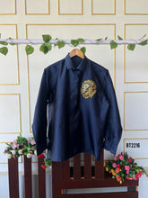 Load image into Gallery viewer, BT2216  Navy Regal Lion Embroidered Party Wear Shirt For Boys 🦁✨
