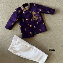 Load image into Gallery viewer, Bt2353 Royal Purple Embroidered Prince Coat Set – Boys Birthday &amp; Wedding Outfit

