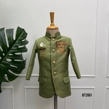 Load image into Gallery viewer, BT2661 Olive Green Lion Cub Designer Baby Boy Party Wear Blazer
