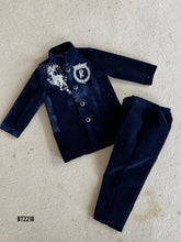 Load image into Gallery viewer, BT2218 Navy Velvet Stylish Boys Party Wear Jodhpuri with  Deer Embroidery 🦌✨
