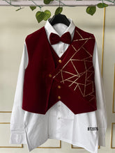 Load image into Gallery viewer, BT2076 Majestic Red Velvet Vest Ensemble for Dad –  Style with a Dashing Daddy Look 👔✨
