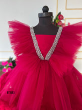 Load image into Gallery viewer, BT1593 V Neck Hot Pink Party Wear For Baby Girls
