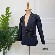 Load image into Gallery viewer, BT2639 Midnight Blue Embellished Baby Boy Blazer for Birthday &amp; Party Wear
