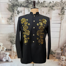 Load image into Gallery viewer, BT2610 Black Indo Western for Boys with Gold Hand Embroidery | Luxury Birthday Wedding Party Wear Outfit
