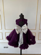 Load image into Gallery viewer, BT1679 Enchanted Amethyst: A Sparkling Purple Party Dress for Your Little Gem
