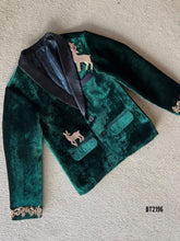 Load image into Gallery viewer, BT2196 Forest Charm Boys Party Wear Velvet Blazer: A Dashing Look for Your Little Gentleman 🌲🦌
