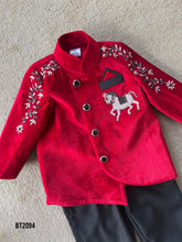 Load image into Gallery viewer, BT2094 🎠 Royal Rider: Dashing Red Boys Party Wear Jodhpuri Set 🎠
