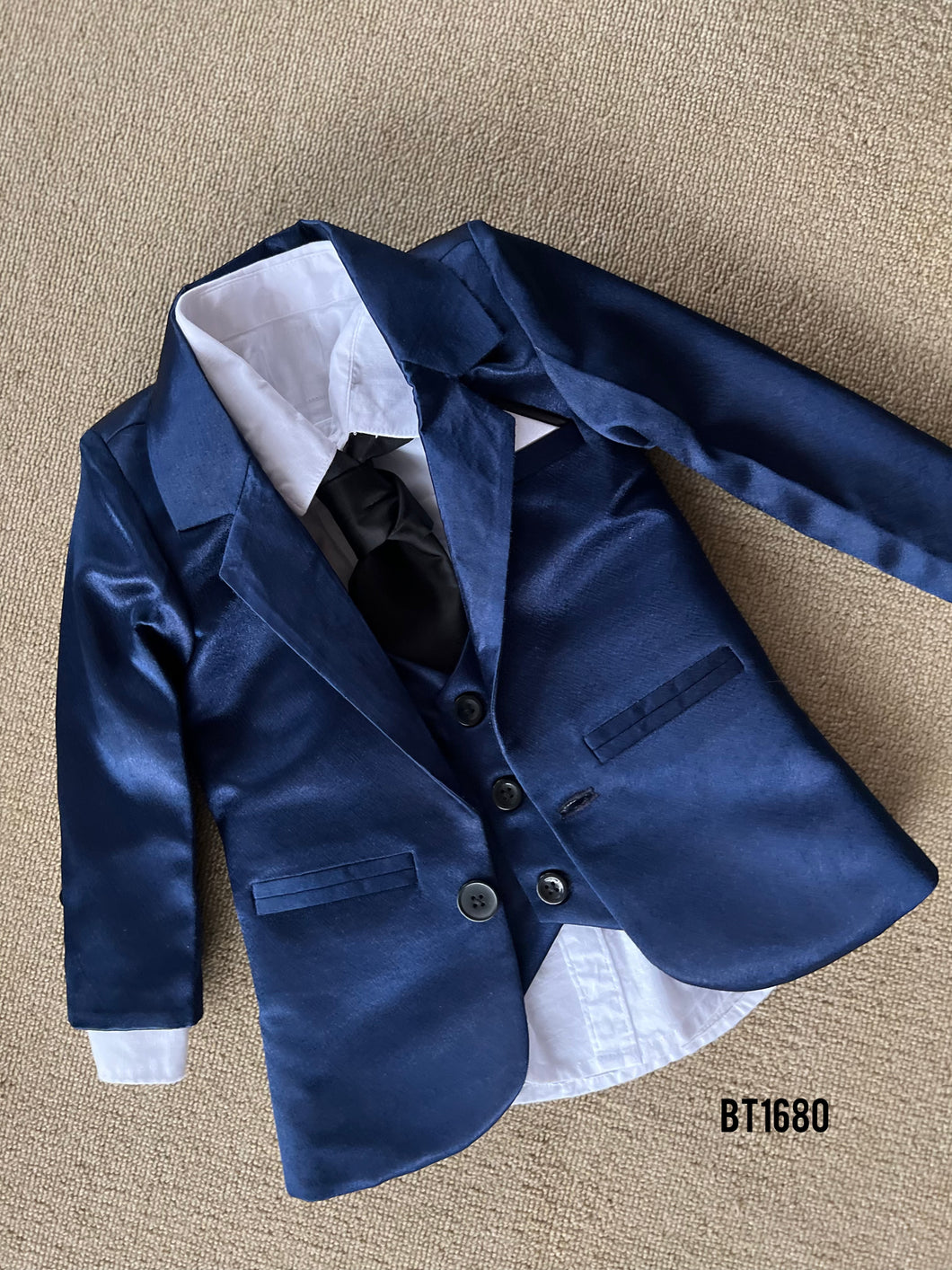 BT1680 Blue Full Balzer Set With Waist Coat For Boys