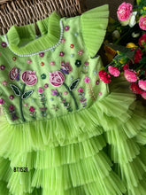 Load image into Gallery viewer, BT1521 Girls  Heavy Hand Embroidery Multilayer Birthday Frock
