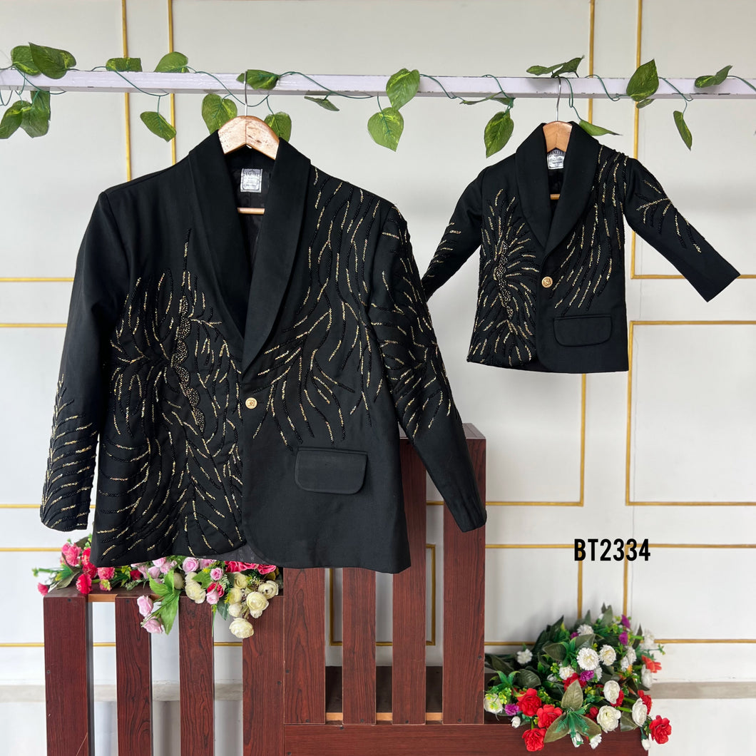BT2334 🖤 Dapper Black Dad-Son Blazer Set – The Ultimate Showstopper! 🎩✨