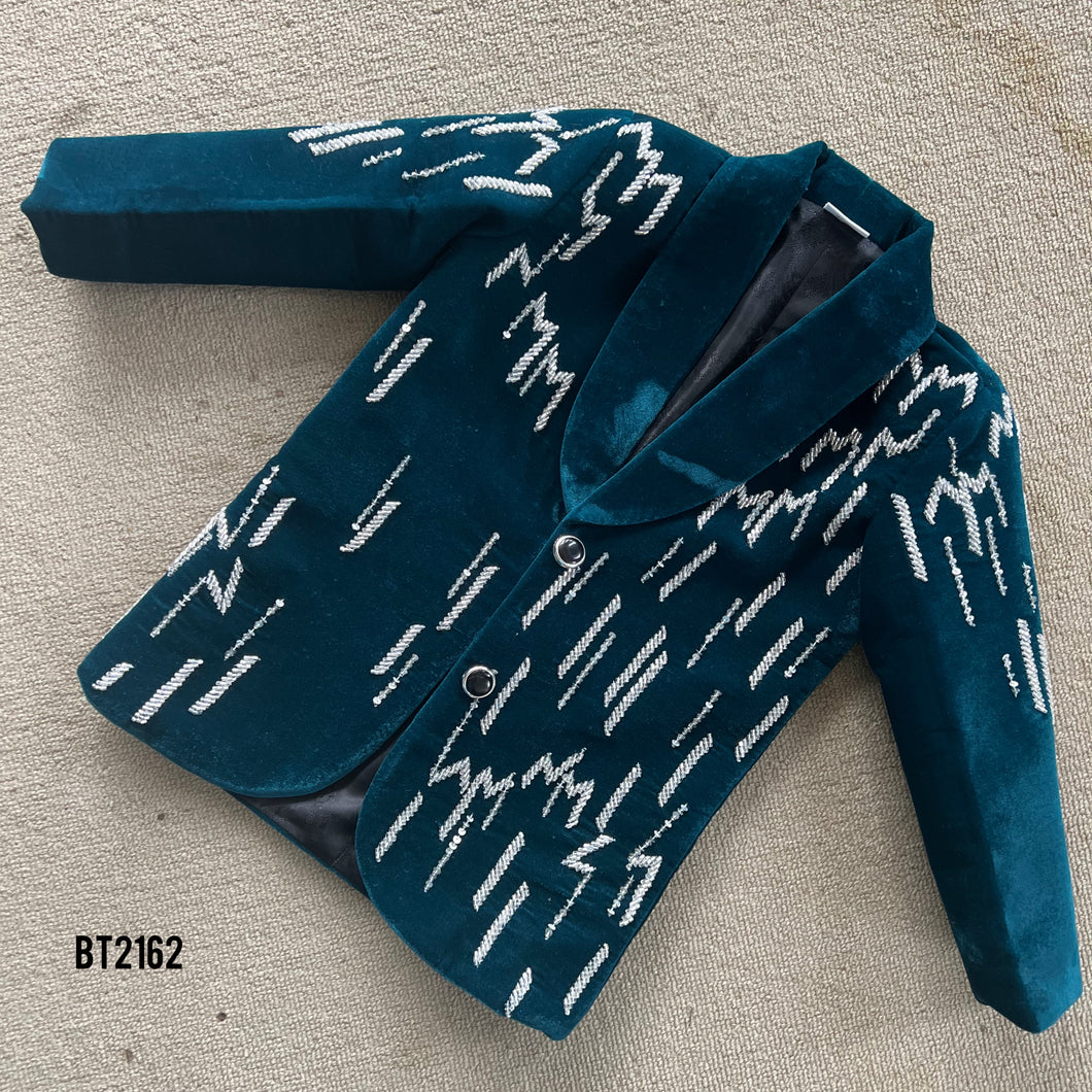 BT2162 Velvet Lightning Party Wear Blazer Set for Your Dashing Little Boy ⚡💙