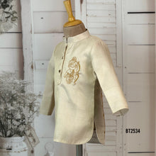 Load image into Gallery viewer, BT2534 Cream Designer Baby Boy Kurta with Krishna Embroidery
